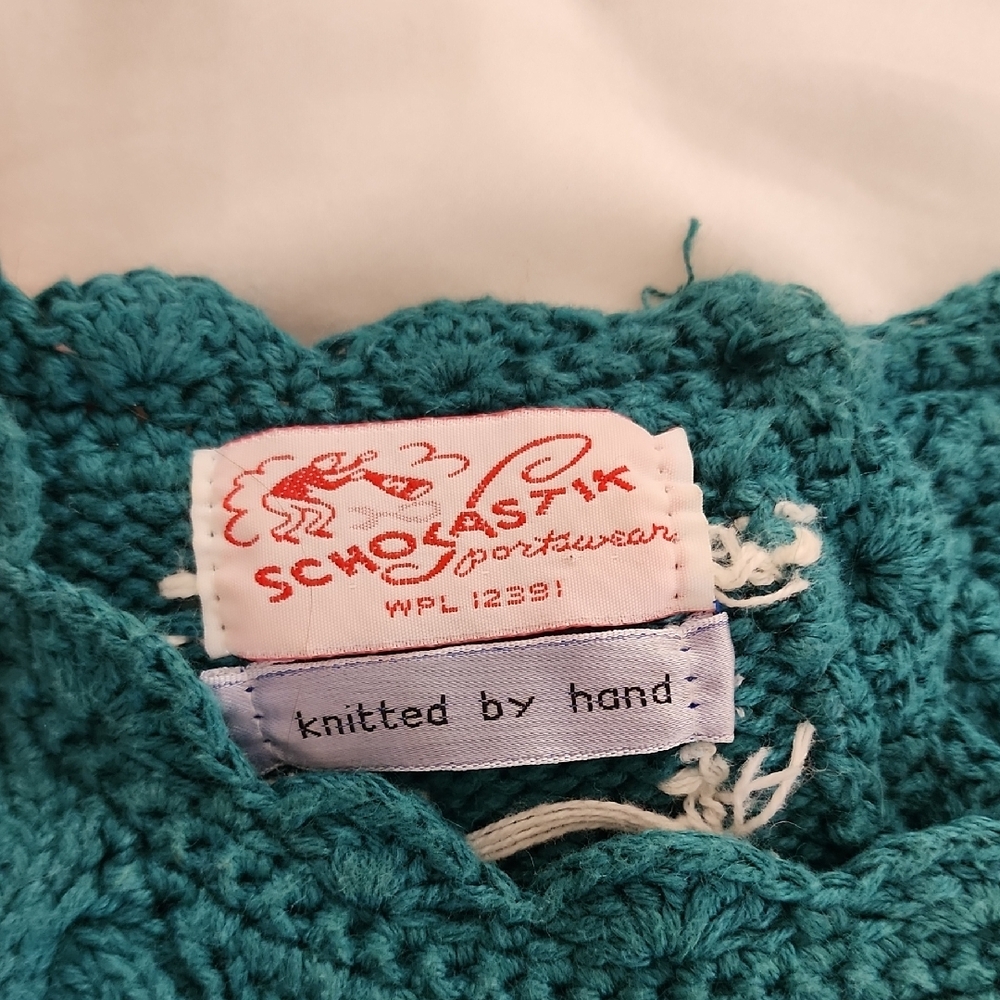 Vintage,Women's Teal and Purple Heart Sweater - Picture 2 of 4